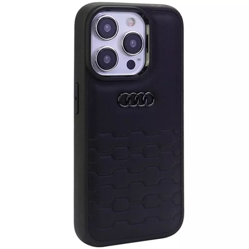 Audi GT kunstleren hardcase voor iPhone 15 Pro (6.1 inch) - zwart
