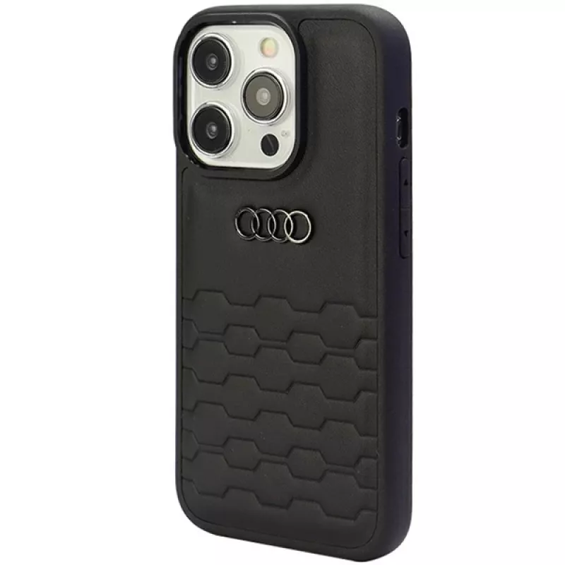 Audi GT kunstleren hardcase voor iPhone 15 Pro (6.1 inch) - zwart