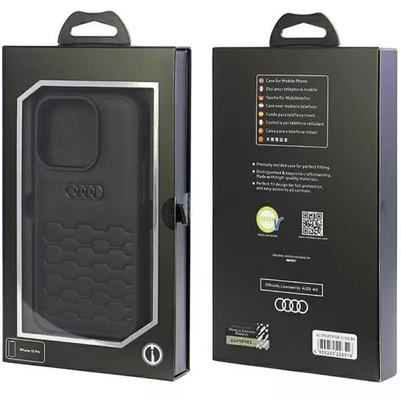 Audi GT kunstleren hardcase voor iPhone 15 Pro (6.1 inch) - zwart