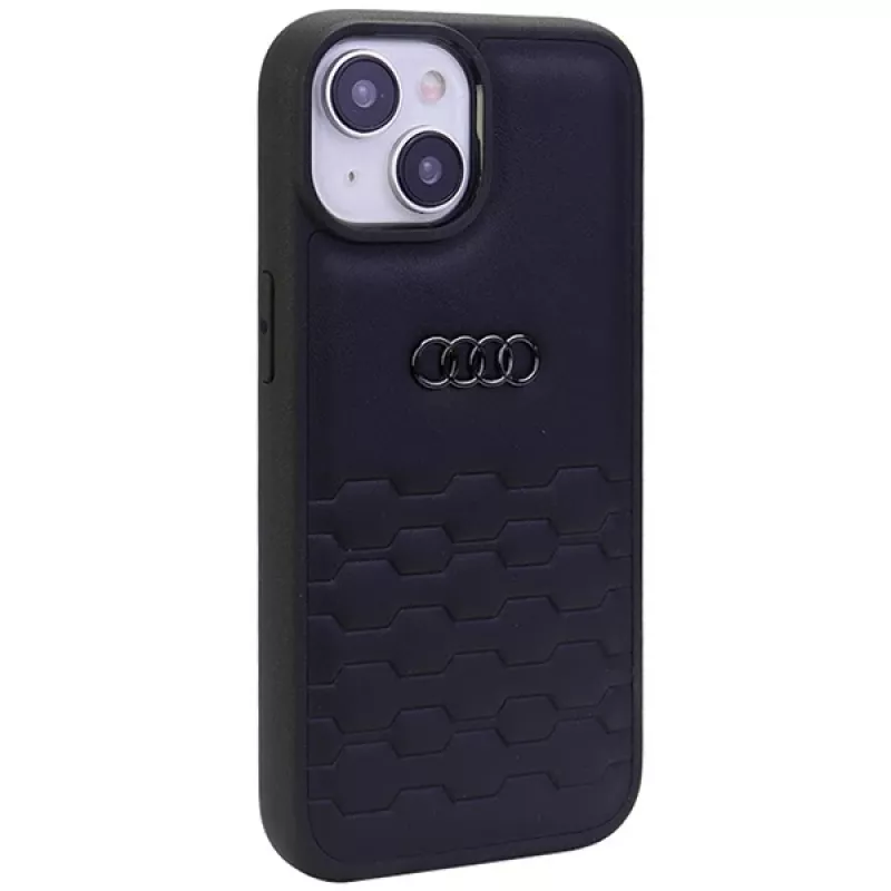Audi GT kunstlederen hardcase voor iPhone 15 Plus / 14 Plus 6,7 inch - zwart