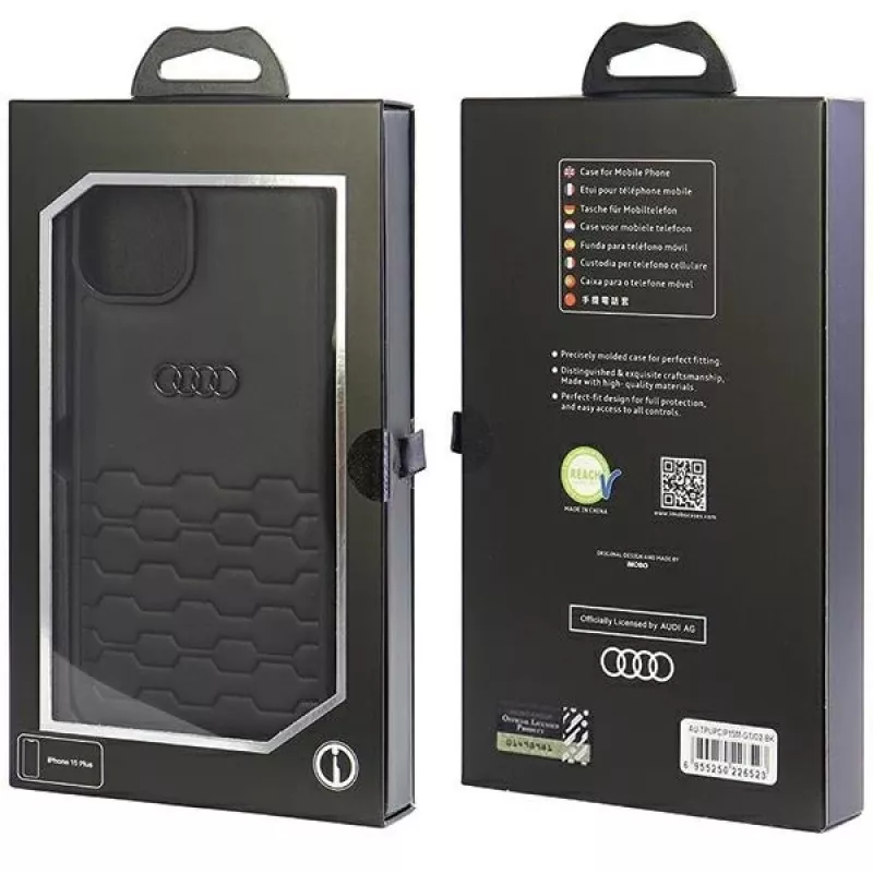 Audi GT kunstlederen hardcase voor iPhone 15 Plus / 14 Plus 6,7 inch - zwart