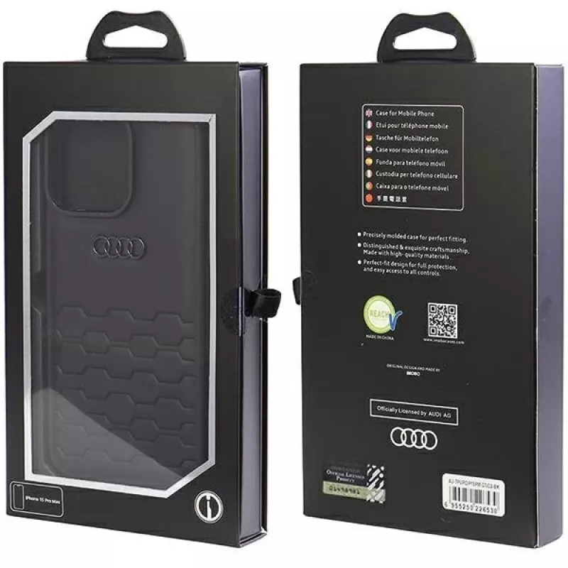 Audi kunstlederen hardcase voor Apple iPhone 15 Pro Max 6,7 inch zwart
