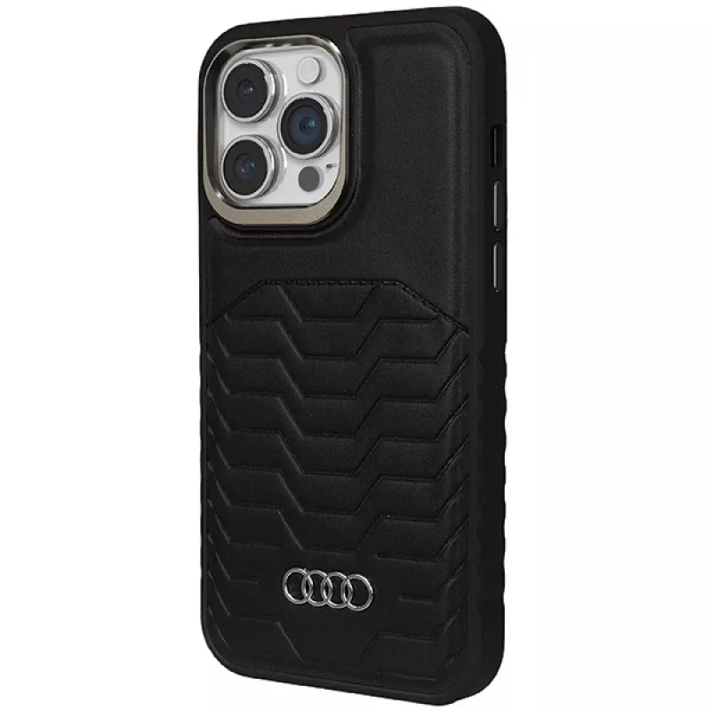 Audi kunstlederen MagSafe hardcase voor Apple iPhone 14 Pro Max 6,7 inch zwart