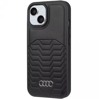 Audi kunstlederen MagSafe hardcase voor iPhone 15 Plus / 14 Plus 6,7 inch - zwart