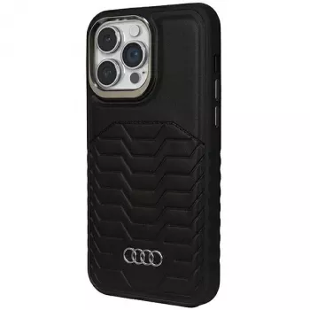 Audi synthetisch lederen MagSafe hardcase voor Apple iPhone 15 Pro Max 6,7 inch - zwart