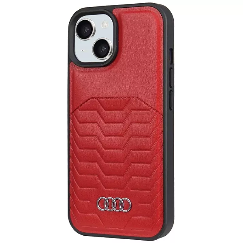 Audi kunstlederen MagSafe hardcase voor iPhone 15 / 14 / 13 6,1 inch - rood