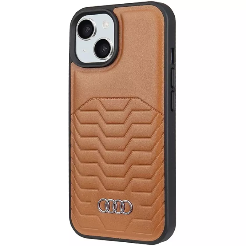 Audi kunstlederen MagSafe hardcase voor iPhone 15/14/13 6,1 inch - bruin