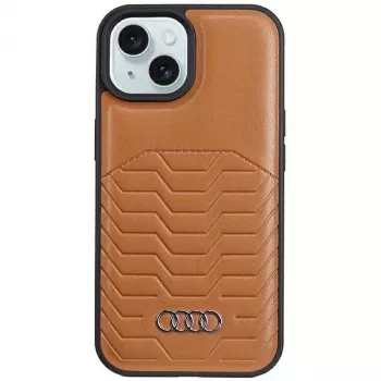 Audi kunstlederen MagSafe hardcase voor Apple iPhone 15 Plus / 14 Plus 6,7 inch bruin