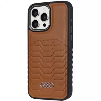 Audi kunstlederen MagSafe hardcase voor Apple iPhone 15 Pro Max 6,7 inch bruin