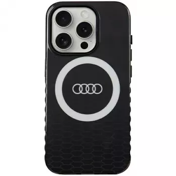 Audi IML Big Logo MagSafe Case voor iPhone 15 Pro 6,1 inch zwart Hartschale