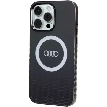 Audi IML Big Logo MagSafe Case voor iPhone 15 Pro Max 6,7 inch zwart Hartschale