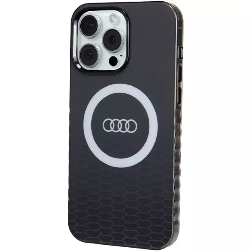Audi IML Big Logo MagSafe Case voor iPhone 15 Pro Max 6,7 inch zwart Hartschale