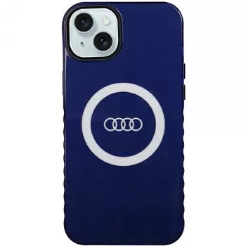 Audi IML Big Logo MagSafe Case voor iPhone 15 Plus / 14 Plus 6.7, navy blue hardcase