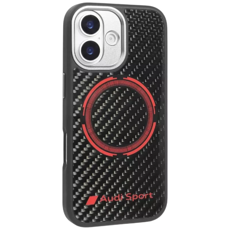 Audi RSQ Carbon Fiber Sport Red Circle MagSafe Case voor iPhone 17 zwart