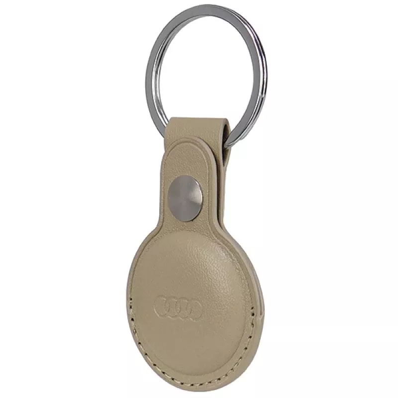 Audi synthetisch leder AirTag hoes beige AU-ATKR-Q3/D1-BG