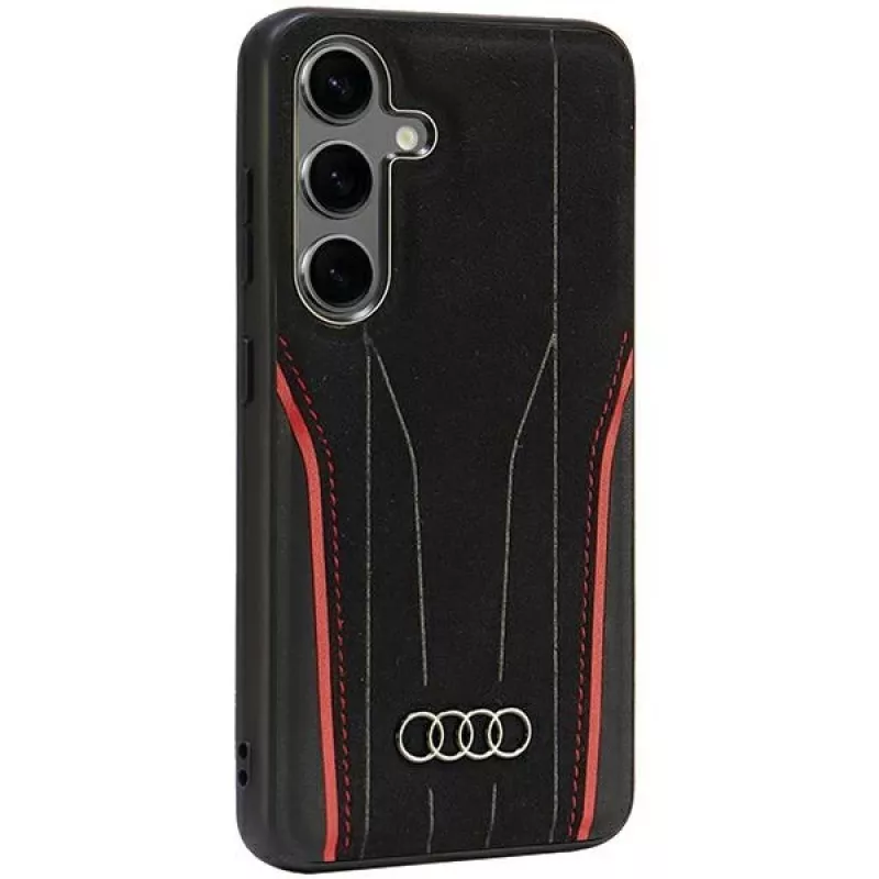 Audi echt leder MagSafe Hard Case voor Samsung Galaxy S24 (S921) - zwart/rood