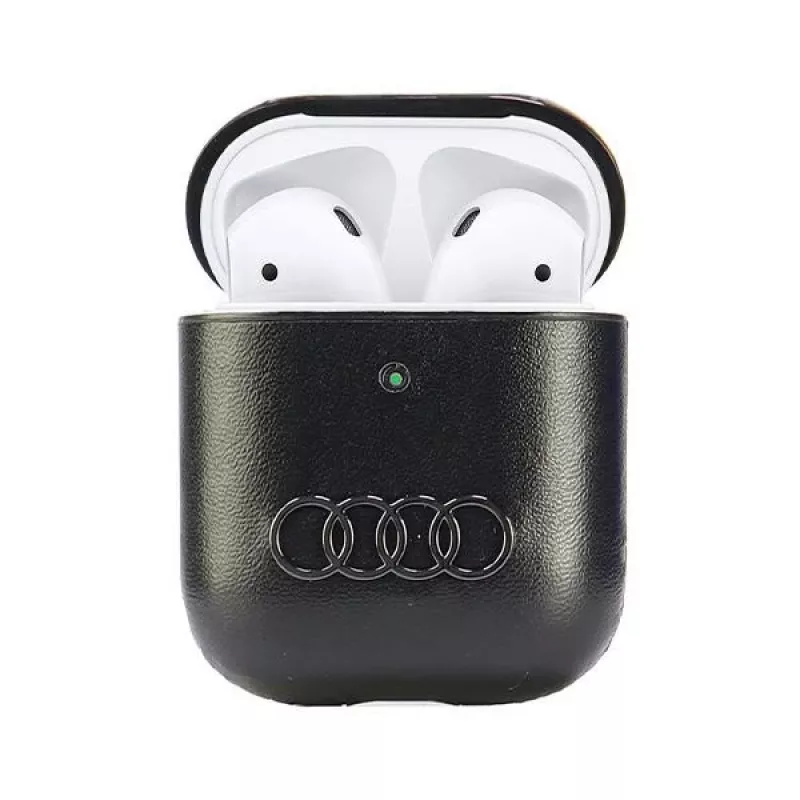 Audi leder Big Logo AirPods 1/2 hoes zwart AU-AP-GT/D3-BK
