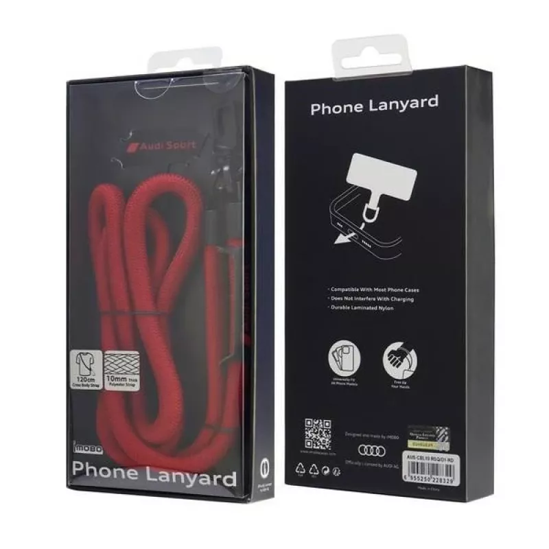 Audi Universal Phone Lanyard 120cm 10mm crossbody rood AUS-CBL10-RSQ/D1-RD