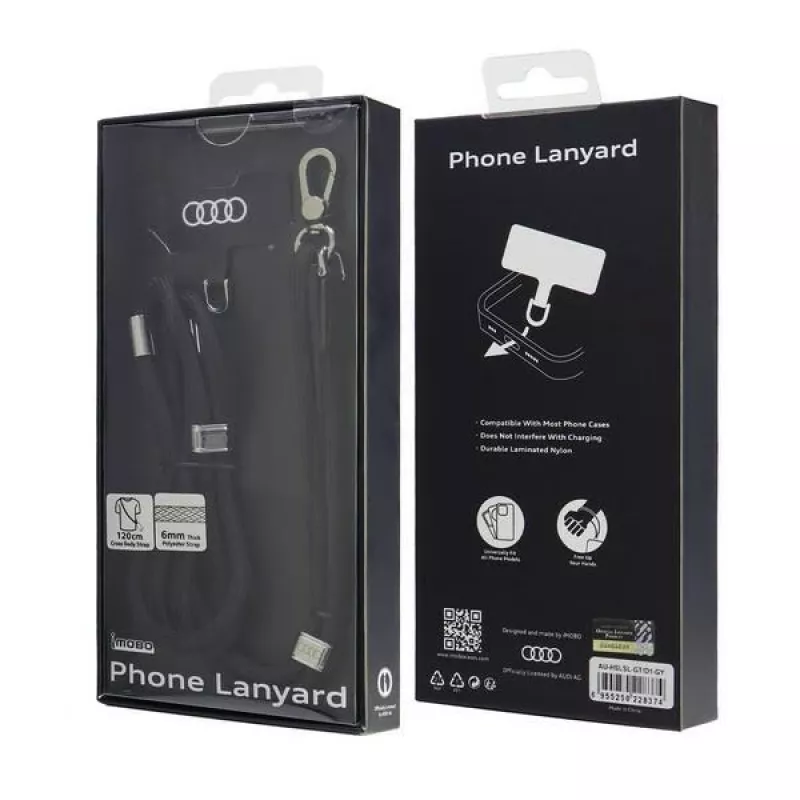 Audi Universal Phone Lanyard 120cm 6mm crossbody zwart AU-CBL6-R8/D1-BK