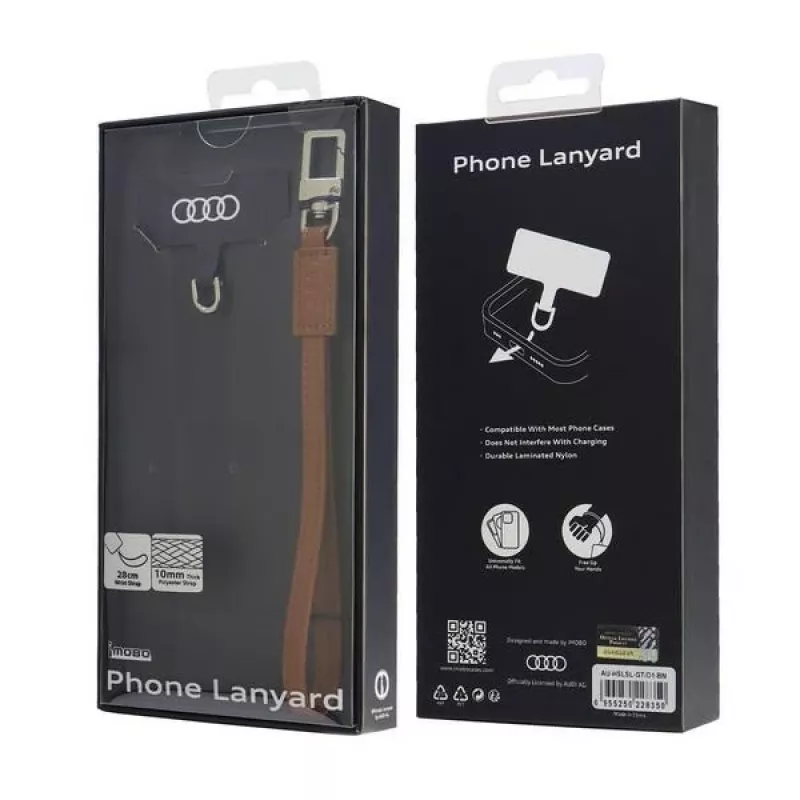 Audi Universal Phone Lanyard 28cm 10mm leder bruin AU-HSLSL-GT/D1-BN
