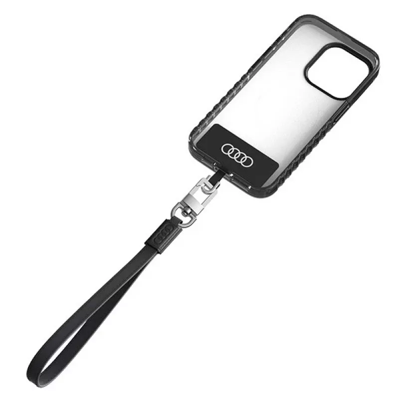 Audi Universal Phone Lanyard 28cm 10mm leder zwart AU-HSLSL-GT/D1-BK