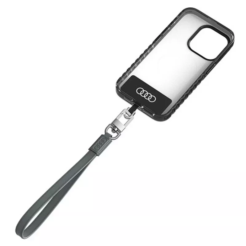 AUDI Universal Phone Lanyard 28cm 10mm Leather grijs AU-HSLSL-GT/D1-GY