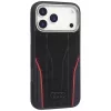 Audi R8 Genuine Leather MagSafe case voor iPhone 15 Pro zwart met rode accenten