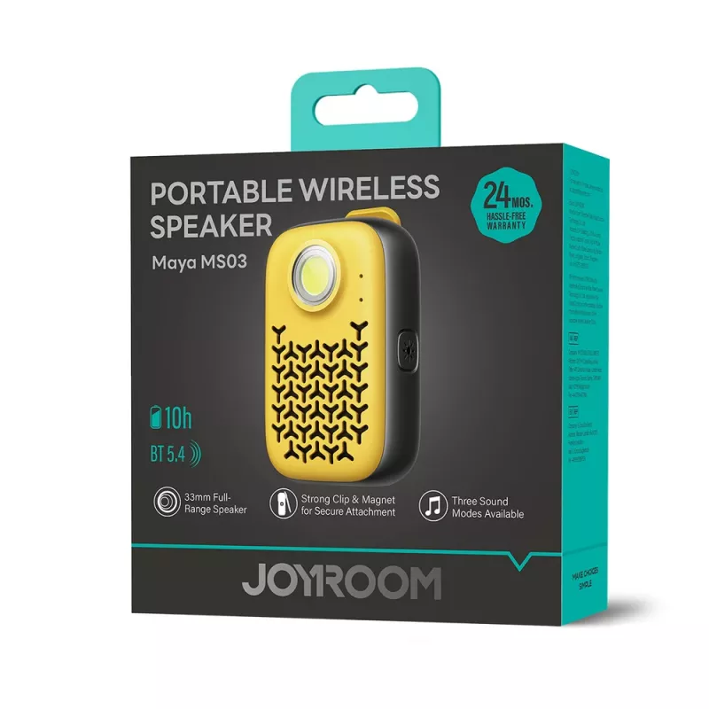 Joyroom Maya JR-MS03 draagbare Bluetooth-luidspreker met geïntegreerde zaklamp, IPX4, 5W, 1200mAh, Geel