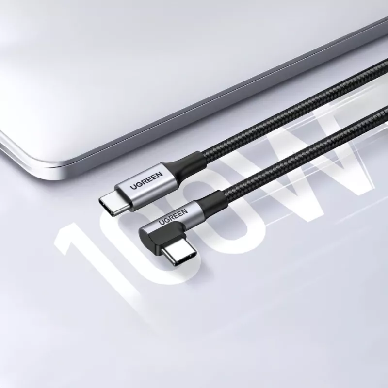 UGREEN USB-C naar USB-C haakse kabel US334 5A PD 100W 2m zwart