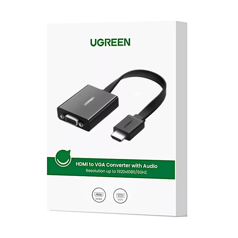 UGREEN HDMI naar VGA Adapter MM103, 25cm, Zwart