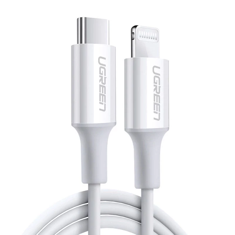UGREEN US171 USB-C naar Lightning 3A kabel 0,25m wit