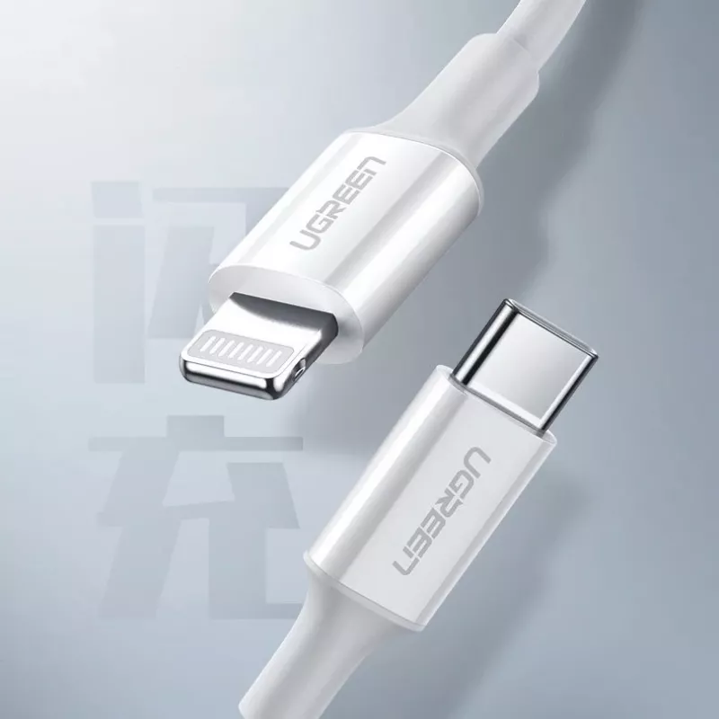 UGREEN US171 USB-C naar Lightning 3A kabel 0,25m wit