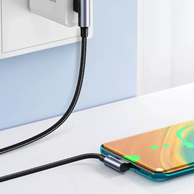 UGREEN USB-C naar USB-A 2.0 haakse kabel US176, 3A, 3m zwart