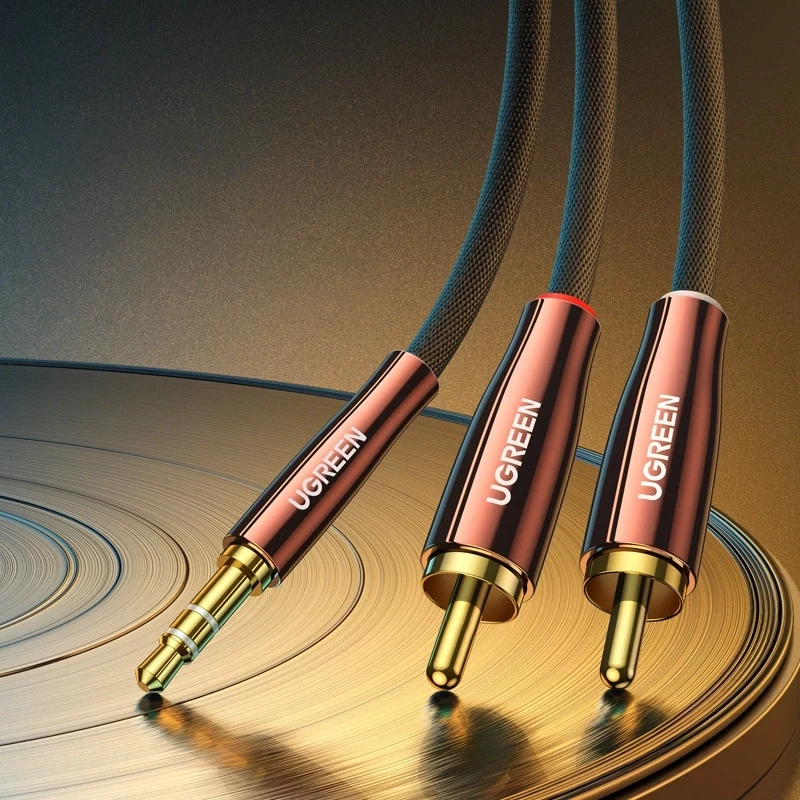 UGREEN 2x RCA (Cinch) naar 3,5 mm audiokabel, 2 m, zwart