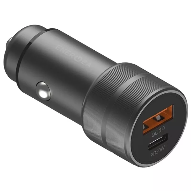 ENERGEA Alu Drive PD20+ Auto-oplader 38W 1xUSB-A + 1xUSB-C PD QC3.0 Gunmetal