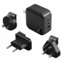 ENERGEA Travelite GAN66 66W GaN USB-C-oplader 2C1A zwart US+EU
