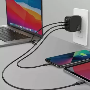 ENERGEA Travelite GAN66 66W GaN USB-C-oplader 2C1A zwart US+EU
