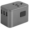 ENERGEA Travelworld 35.5W 3A2C USB-oplader met US/EU/UK/AU-stekkers, Gunmetal
