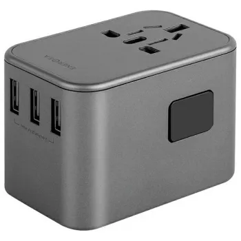 ENERGEA Travelworld 35.5W 3A2C USB-oplader met US/EU/UK/AU-stekkers, Gunmetal