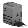 ENERGEA Travelworld 35.5W 3A2C USB-oplader met US/EU/UK/AU-stekkers, Gunmetal