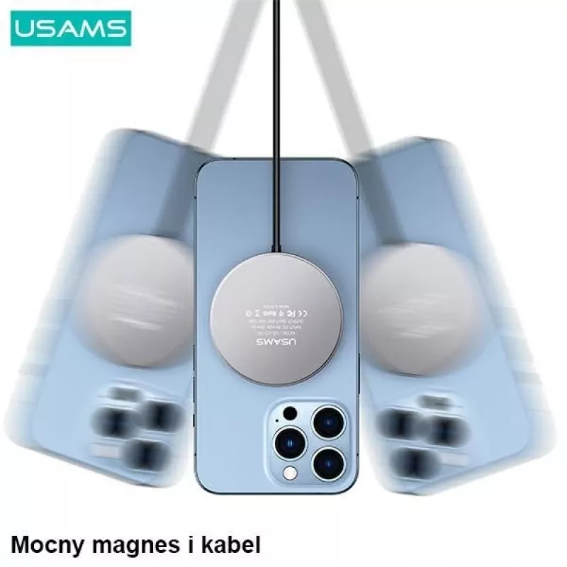 USAMS magnetische draadloze oplader 15W aluminium zwart US-CD183
