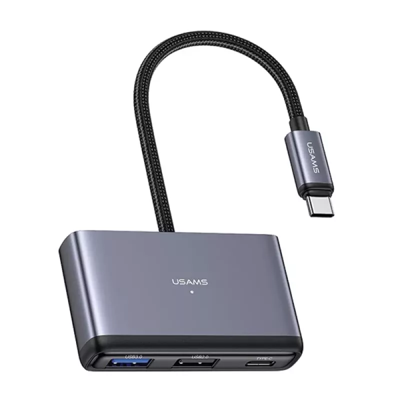 USAMS 5-in-1 USB-C-hub USB 2.0/USB 3.0/USB-C/TF/SD donkergrijs SJ628HUB01 (US-SJ628)