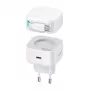 USAMS XMF-serie CC202TC02 35W GaN USB-C-netlader met intrekbare USB-C-kabel, PD+QC, wit