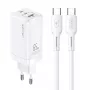 USAMS GaN 65W USB-C oplader MTXLOGTC02 wit met 100W USB-C kabel