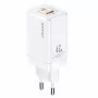 USAMS T41 GaN 47W USB-C + USB-A snellader (wit) CC137TC02