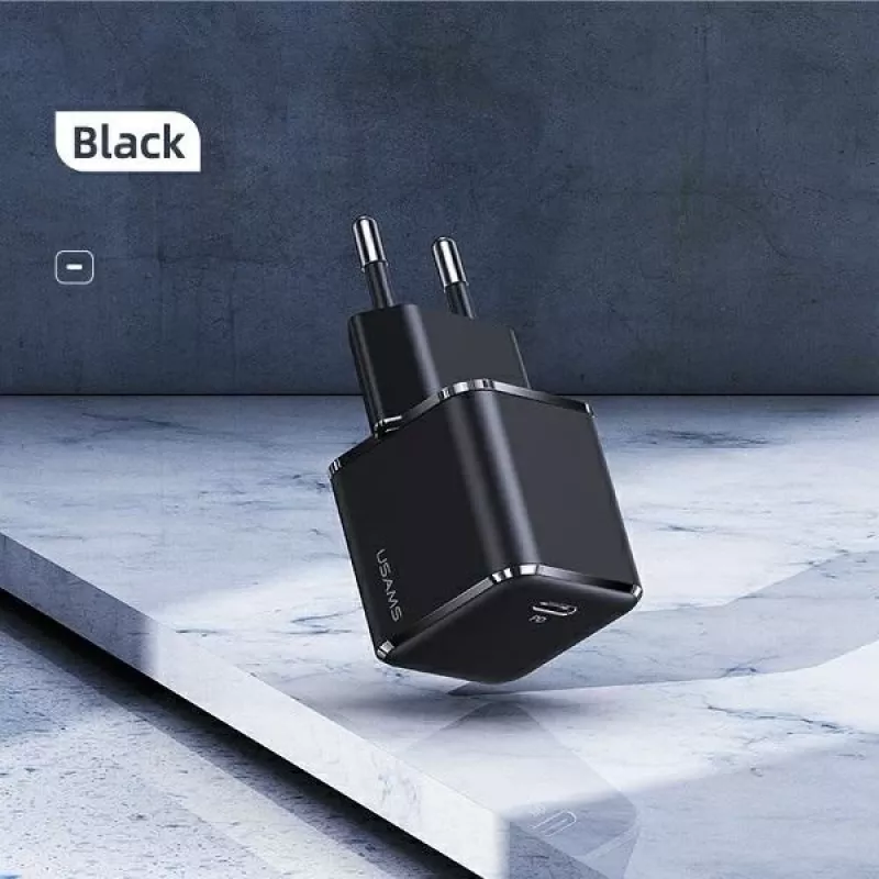 USAMS T42 Mini 25W USB-C PD3.0 snellader (alleen kop) zwart CC140TC01