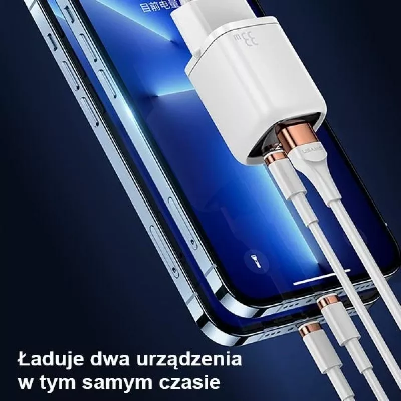USAMS USB-C + USB-A 33W snellader PD3.0 QC3.0 zwart CC152TC01
