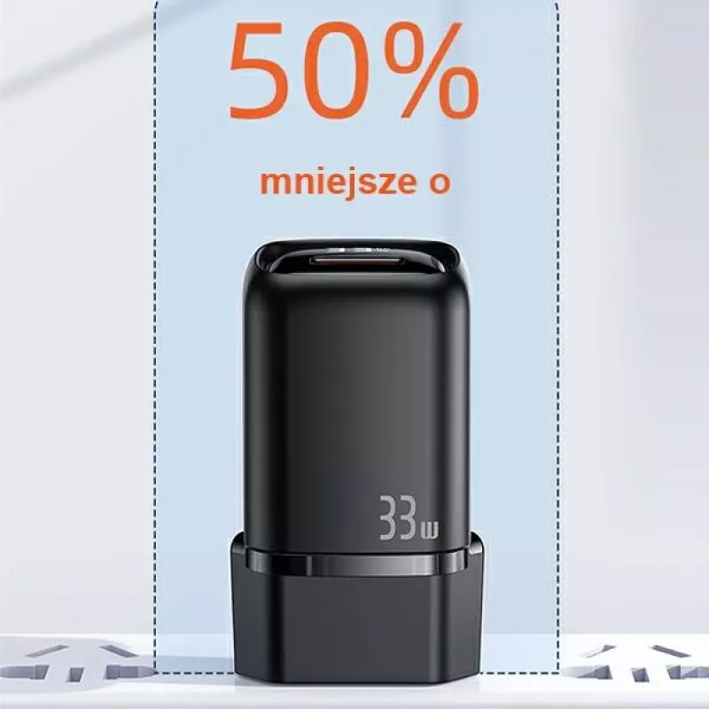 USAMS USB-C + USB-A 33W snellader PD3.0 QC3.0 zwart CC152TC01