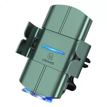 USAMS US-CD133 10W automatische Qi draadloze autolader luchtroosterhouder groen
