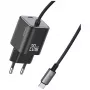 USAMS 20W GaN snellader met USB-C kabel, zwart
